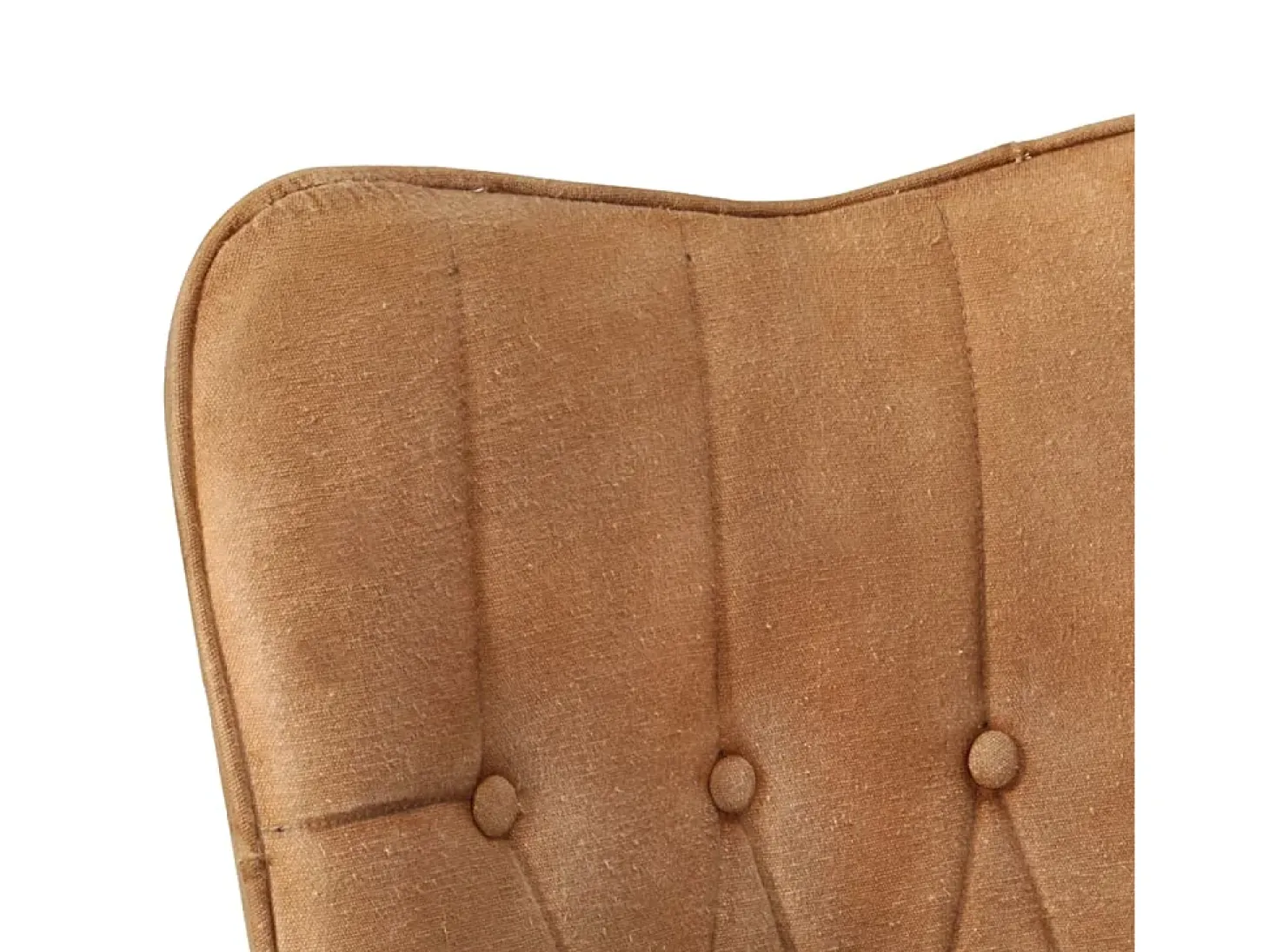 Sillón orejero de cuero auténtico marrón canela