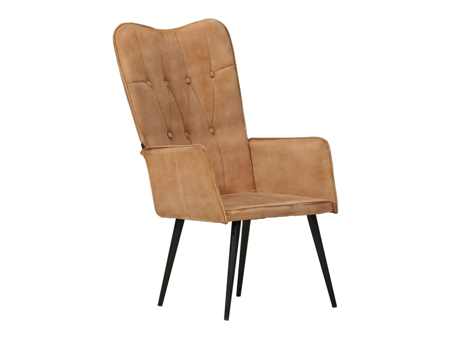 Sillón orejero de cuero auténtico marrón canela