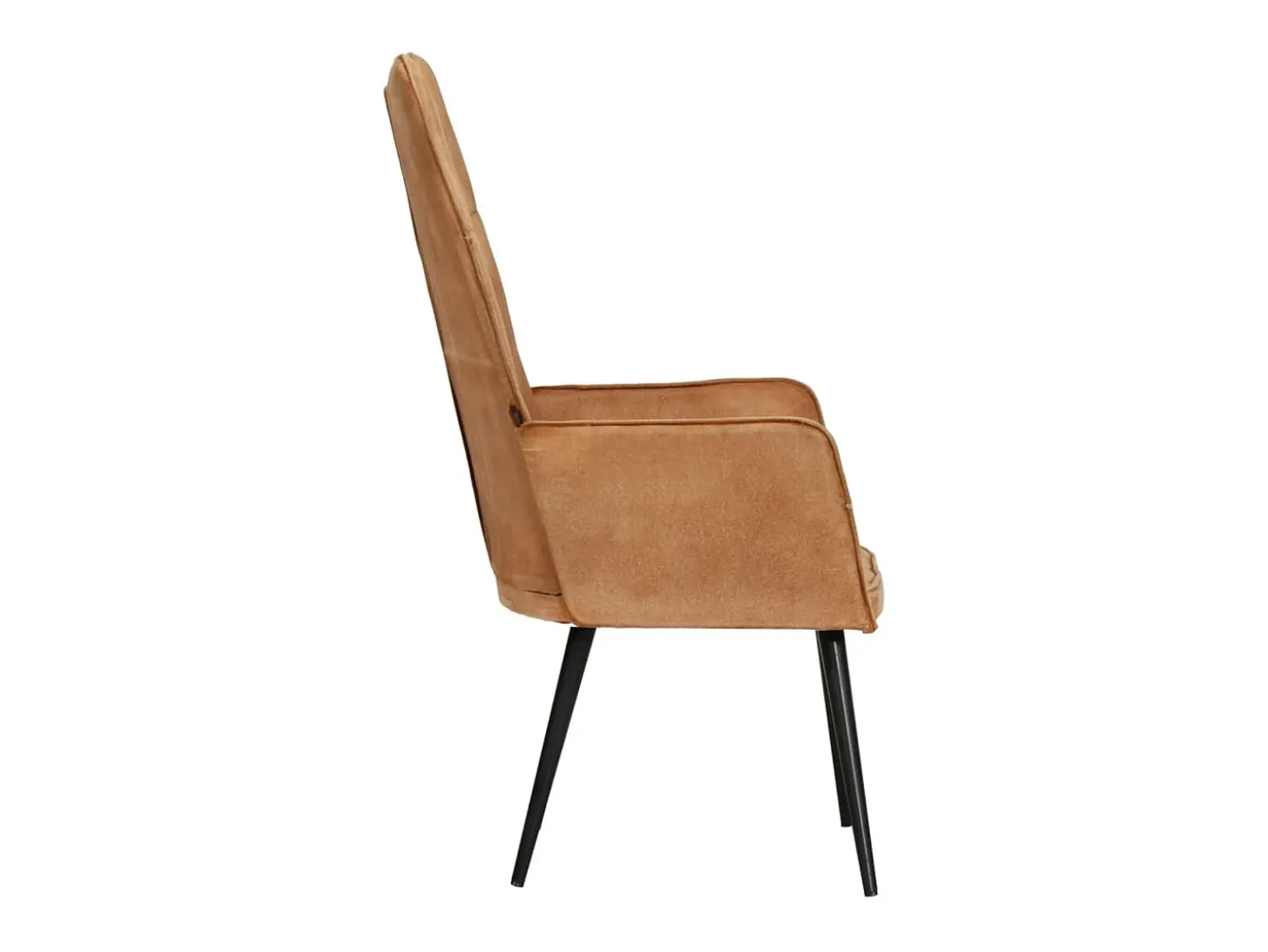Sillón orejero de cuero auténtico marrón canela