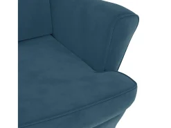 Sillón orejero y taburete de terciopelo azul