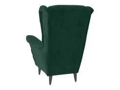Sillón orejero y taburete de terciopelo verde oscuro