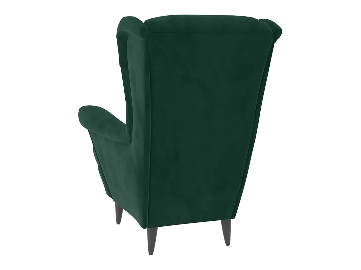 Sillón orejero y taburete de terciopelo verde oscuro