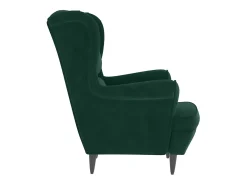 Sillón orejero y taburete de terciopelo verde oscuro