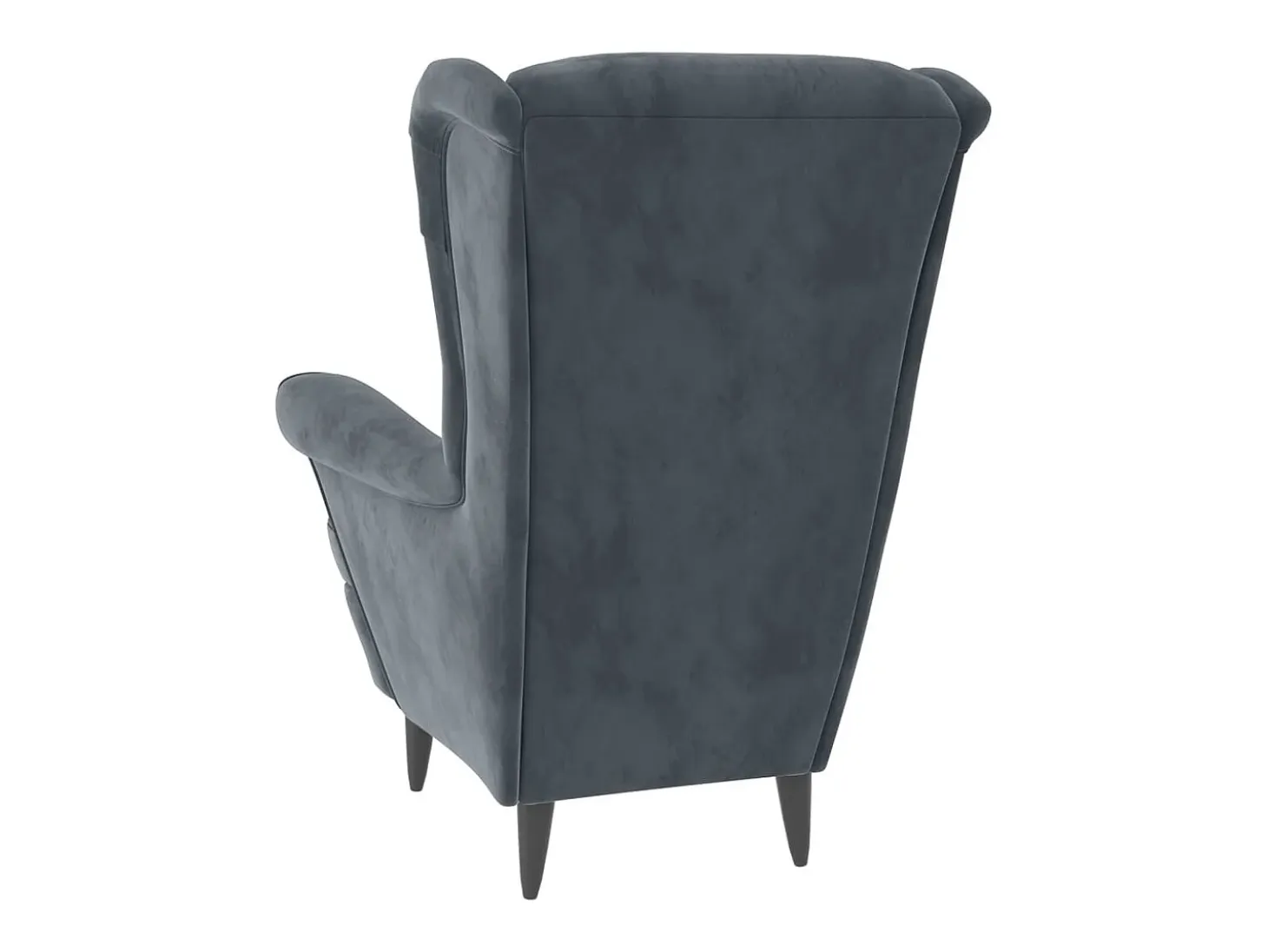 Sillón orejero y taburete de terciopelo gris oscuro