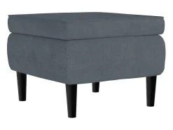 Sillón orejero y taburete de terciopelo gris oscuro