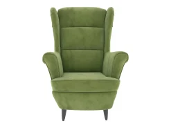 Sillón orejero y taburete de terciopelo verde claro