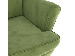 Sillón orejero y taburete de terciopelo verde claro