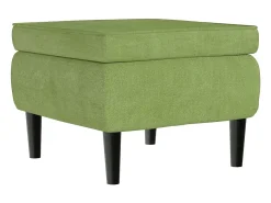 Sillón orejero y taburete de terciopelo verde claro