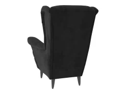Sillón orejero y taburete de terciopelo azul