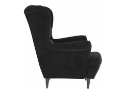 Sillón orejero y taburete de terciopelo azul