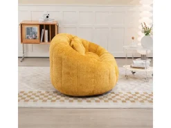 Sillón Perezoso de Chenilla - 2 Plazas - con 2 Cojines - 62cm Profundidad de Asiento - Carga Máx. 250kg - Amarillo