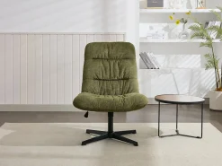 Sillón pivotante de tela jaspeado color verde SELENDO