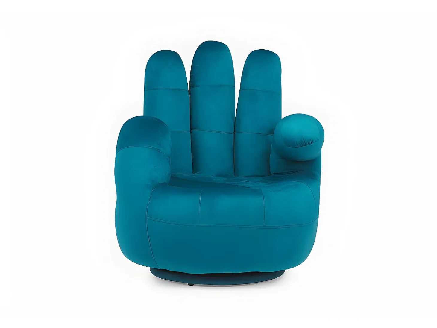 Sillón pivotante forma de mano CATCHY terciopelo verde azul