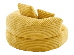 Sillón puf de pana - Con 3 cojines - Amarillo mostaza