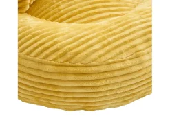Sillón puf de pana - Con 3 cojines - Amarillo mostaza
