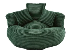 Sillón puf de pana - Con 3 cojines - Verde esmeralda