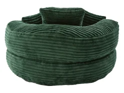 Sillón puf de pana - Con 3 cojines - Verde esmeralda