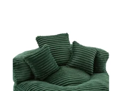 Sillón puf de pana - Con 3 cojines - Verde esmeralda