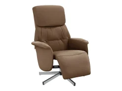 Sillón reclinable con reposapiés tela marrón YOE19498