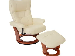 Sillón reclinable Edmonton con taburete, crema, color miel