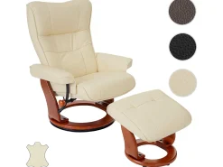 Sillón reclinable Edmonton con taburete, crema, color miel