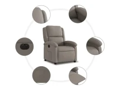 Sillón reclinable eléctrico tela gris taupé