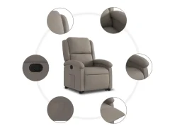 Sillón reclinable elevable tela gris taupe