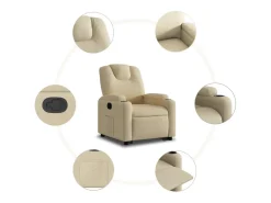 Sillón reclinable elevable de tela color crema
