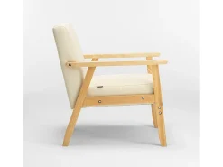 Sillón relax de diseño vintage de madera con reposabrazos Uteplass - Blanco