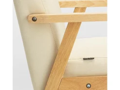 Sillón relax de diseño vintage de madera con reposabrazos Uteplass - Blanco