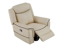 Sillón relax eléctrico de cuero color beige ADELIO
