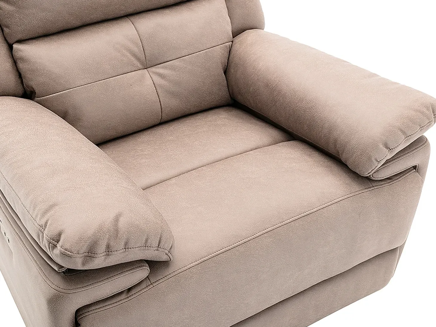 Sillón relax eléctrico de tela gris topo con 1 puerto USB DOLENE