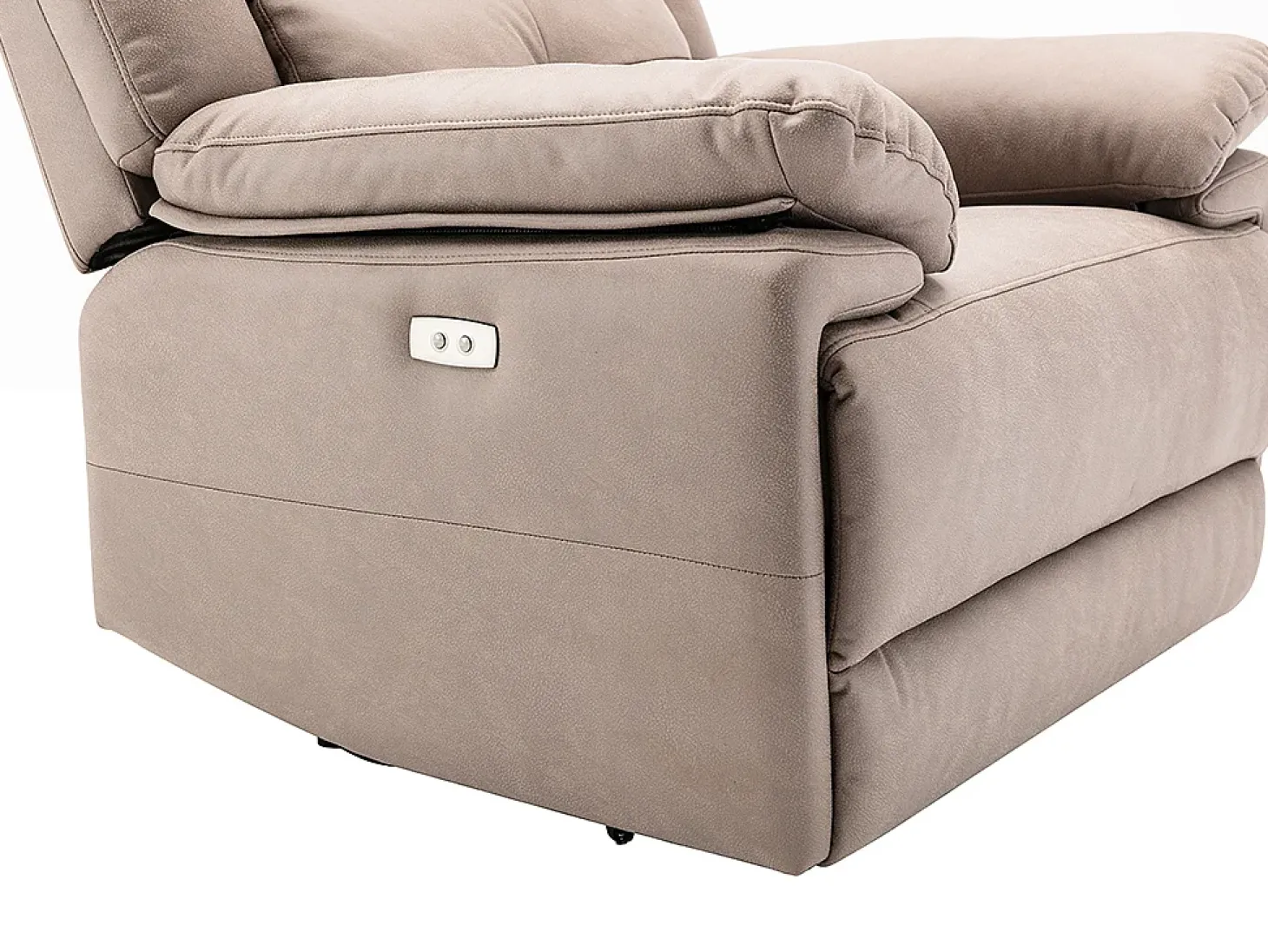 Sillón relax eléctrico de tela gris topo con 1 puerto USB DOLENE