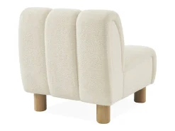 Sillón relax pies redondeados madera de hevea y borreguito crema