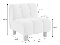 Sillón relax pies redondeados madera de hevea y borreguito crema