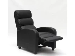 Sillón relax reclinable con reposapiés símil piel Alice - Negro