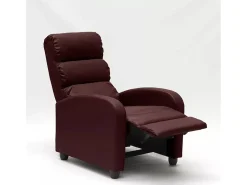 Sillón relax reclinable con reposapiés símil piel Alice - Bordeaux