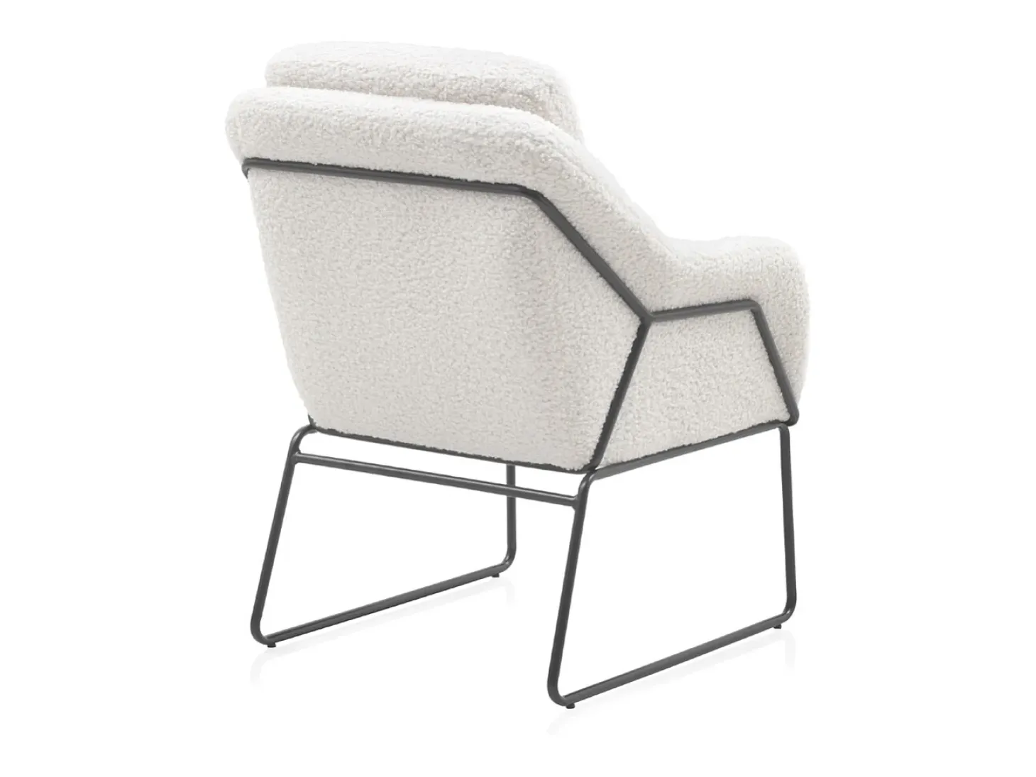 Sillón tapizado color blanco con patas metálicas negras