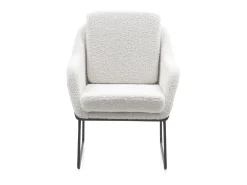 Sillón tapizado color blanco con patas metálicas negras