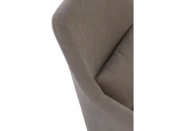 Sillón tapizado color topo con cojín y patas de metal negras