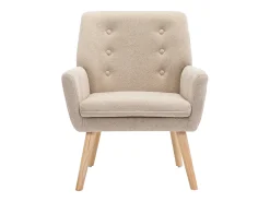 Sillón tapizado de tela de color beige. Estilo escandinavo. SERINO