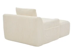 Sillón tapizado en pana con estribo, bolsillos laterales y cojines - Beige