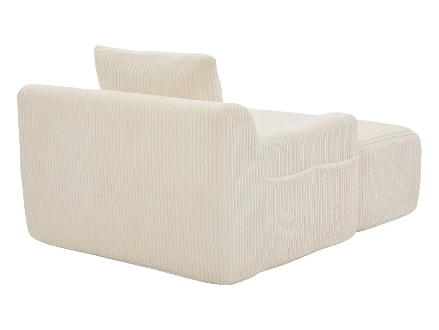 Sillón tapizado en pana con estribo, bolsillos laterales y cojines - Beige