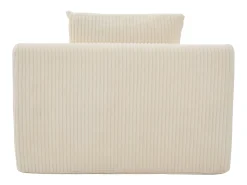Sillón tapizado en pana con estribo, bolsillos laterales y cojines - Beige