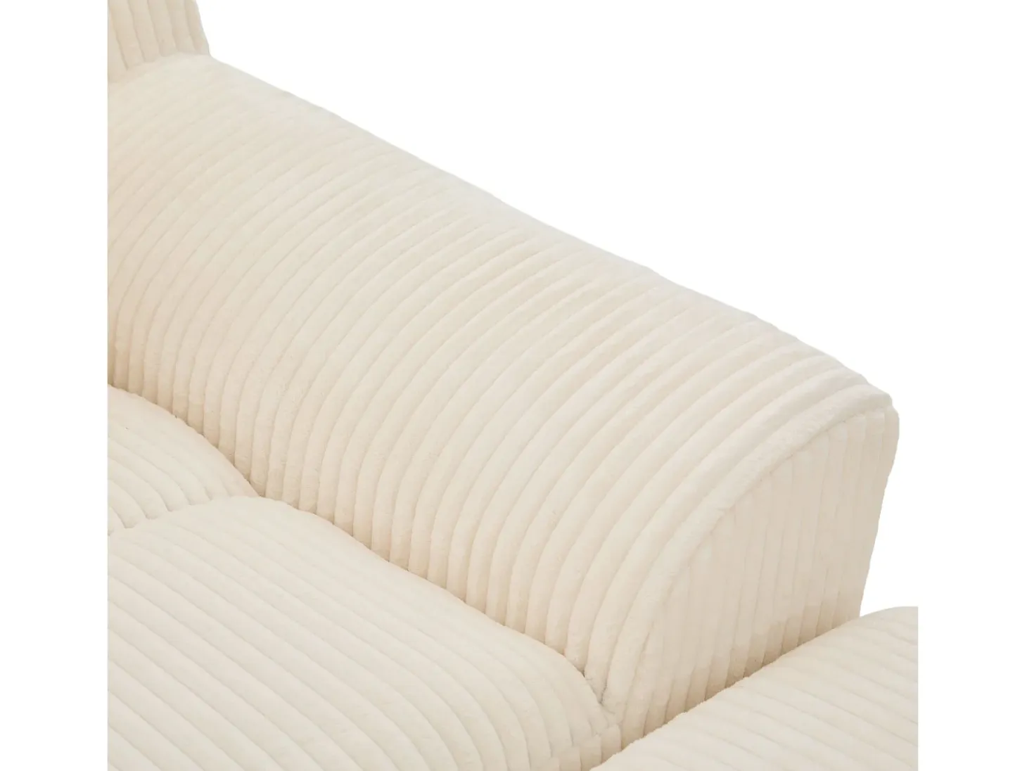 Sillón tapizado en pana con estribo, bolsillos laterales y cojines - Beige
