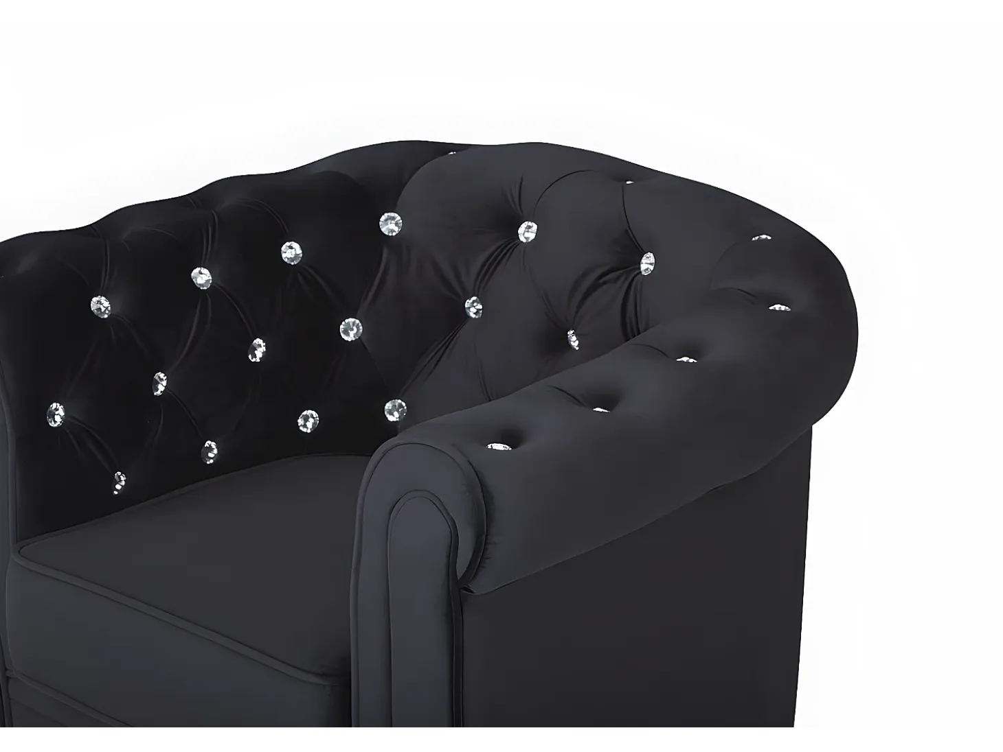 Sillón terciopelo - color negro - botones - CHESTERFIELD