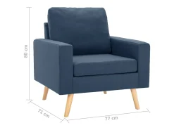 Sillón Travis tapizado tela azul 80x77x71 cm