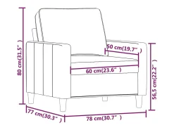 Sillón Verde Oscuro 60 cm Terciopelo