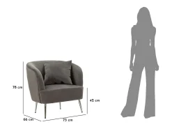 Sillón VKH313, Gris, 73x66x78 cm, Kendra Home