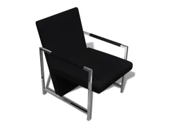 Sillones 2 unidades estructura cromada cuero sintético negro
